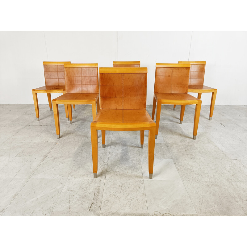 Ensemble de 6 chaises Aro vintage par Chi Wing Lo Chairs pour Giorgetti, Italie 1990