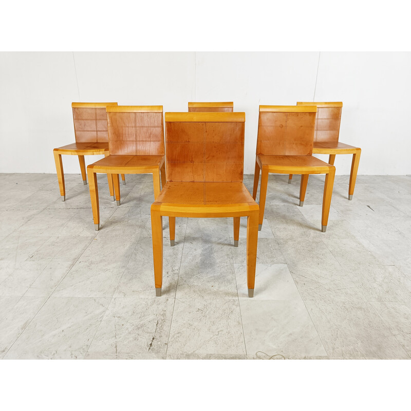 Set of 6 vintage Aro dining chairs by Chi Wing Lo Chairs for Giorgetti, Italy 1990s