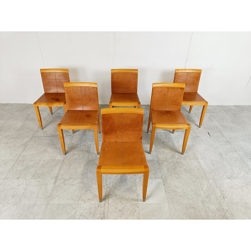 Set of 6 vintage Aro dining chairs by Chi Wing Lo Chairs for Giorgetti, Italy 1990s