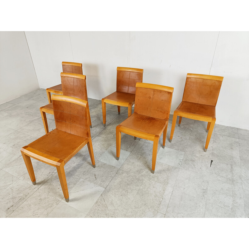 Ensemble de 6 chaises Aro vintage par Chi Wing Lo Chairs pour Giorgetti, Italie 1990