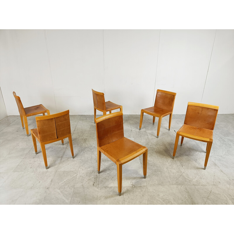 Set of 6 vintage Aro dining chairs by Chi Wing Lo Chairs for Giorgetti, Italy 1990s