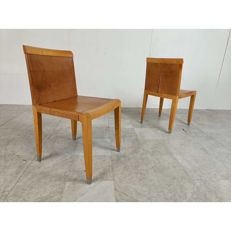 Conjunto de 6 cadeiras de jantar Aro vintage da Chi Wing Lo Chairs para Giorgetti, Itália, anos 90