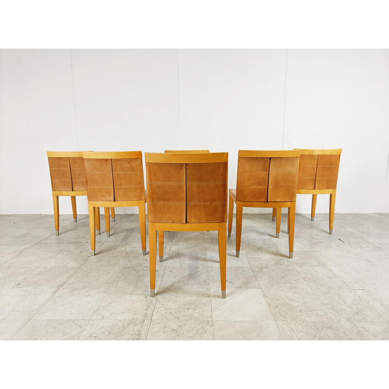Set of 6 vintage Aro dining chairs by Chi Wing Lo Chairs for Giorgetti, Italy 1990s