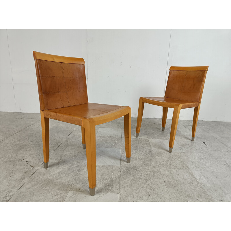 Conjunto de 6 cadeiras de jantar Aro vintage da Chi Wing Lo Chairs para Giorgetti, Itália, anos 90