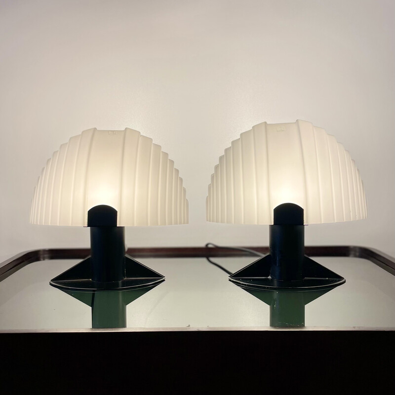 Paire de lampes de table vintage de Vetri Murano, 1980