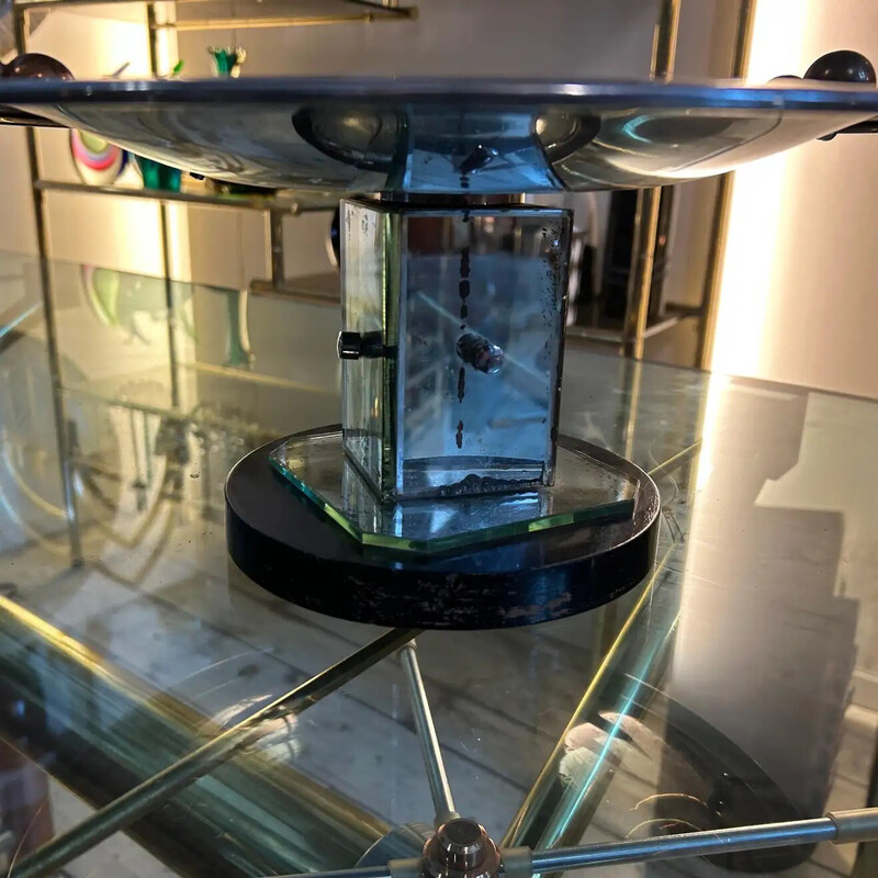 Centro de mesa italiano vintage Art Decó de cristal espejado y metal cromado, años 30
