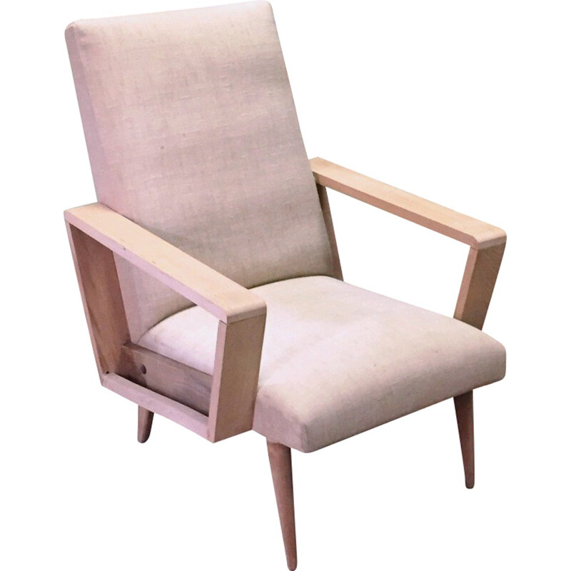 Fauteuil beige français vintage - 1970