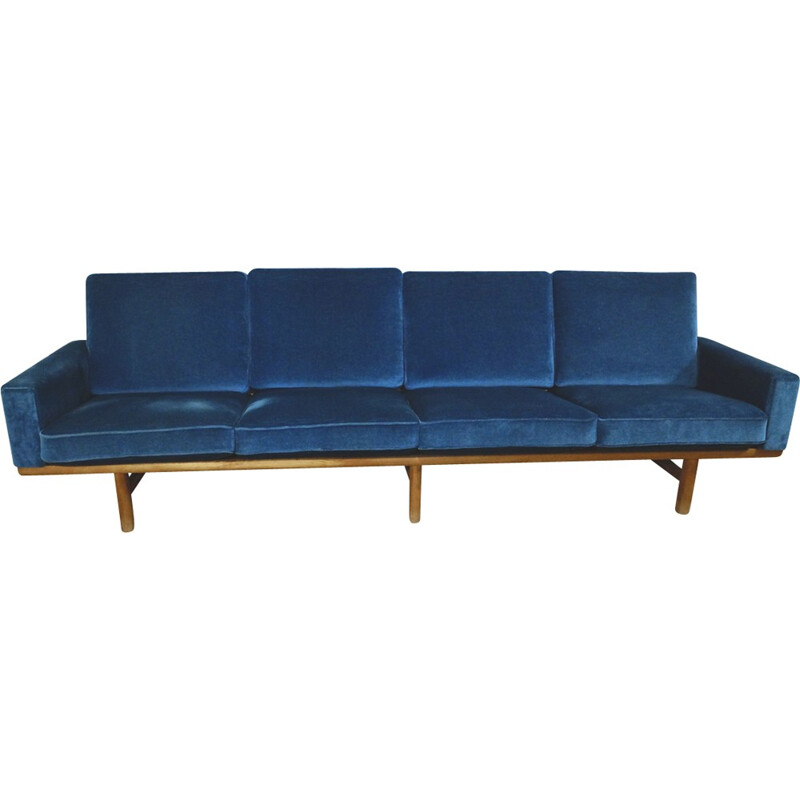 GETAMA 4-seater Blue Sofa, Hans J. Wegner GE 236-4 - 1950s