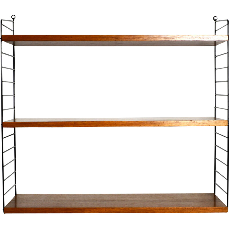 Vintage teak wall hanging shelf by Nisse Strinning, 1960s