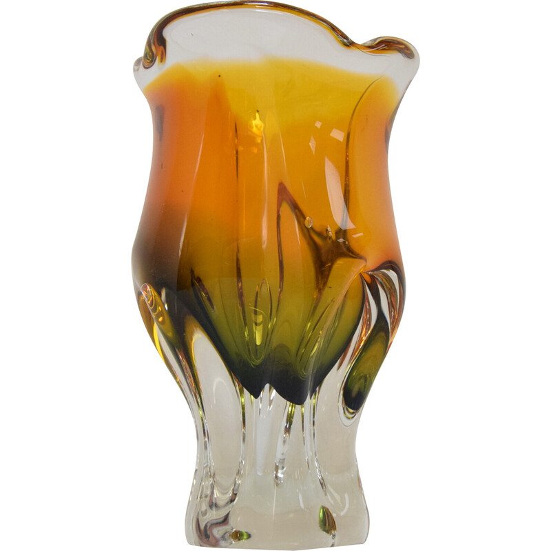 Vintage Art glass vase by Josef Hospodka for Glasswork Chribska, Czechoslovakia 1960s