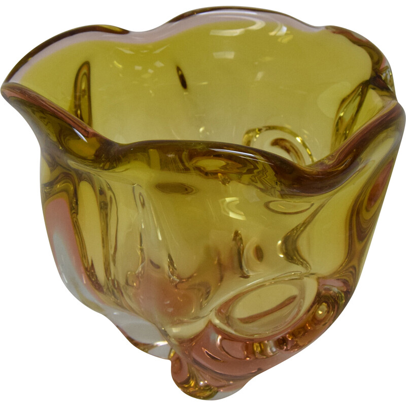 Taça de vidro Art Vintage de Josef Hospodka para Glasswork Chribska, Checoslováquia 1960s