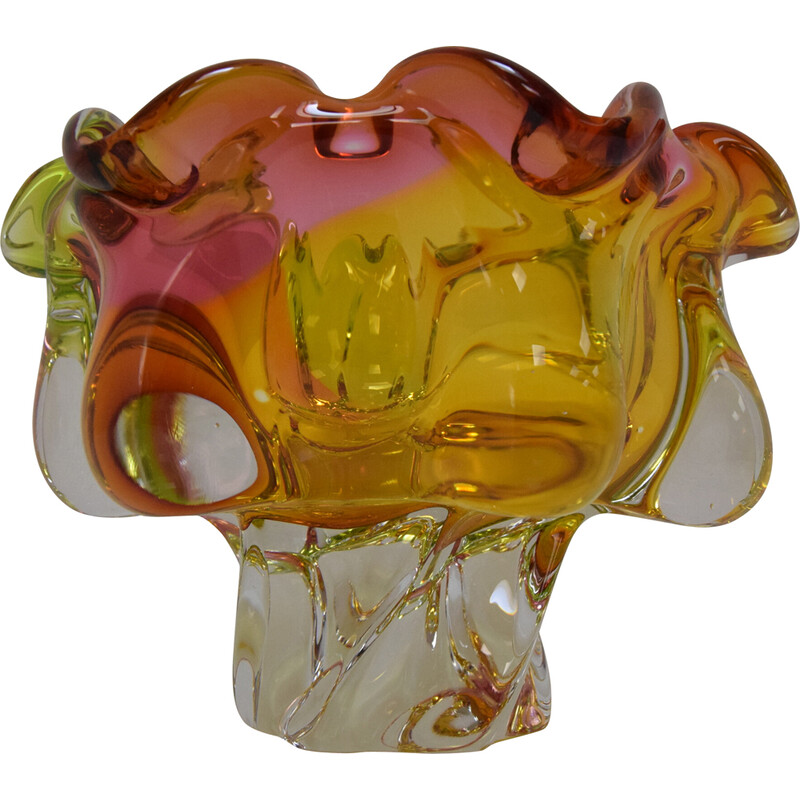 Taça de vidro artístico vintage de Josef Hospodka para Glasswork Chribska, Checoslováquia 1960