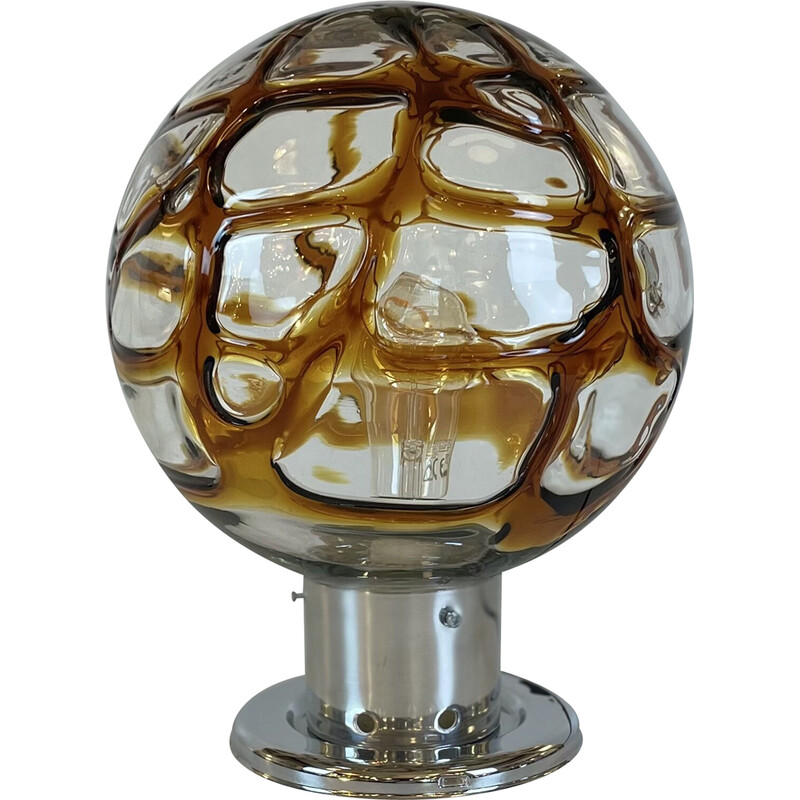 Lampada da tavolo vintage in vetro di Murano e cromo, 1970