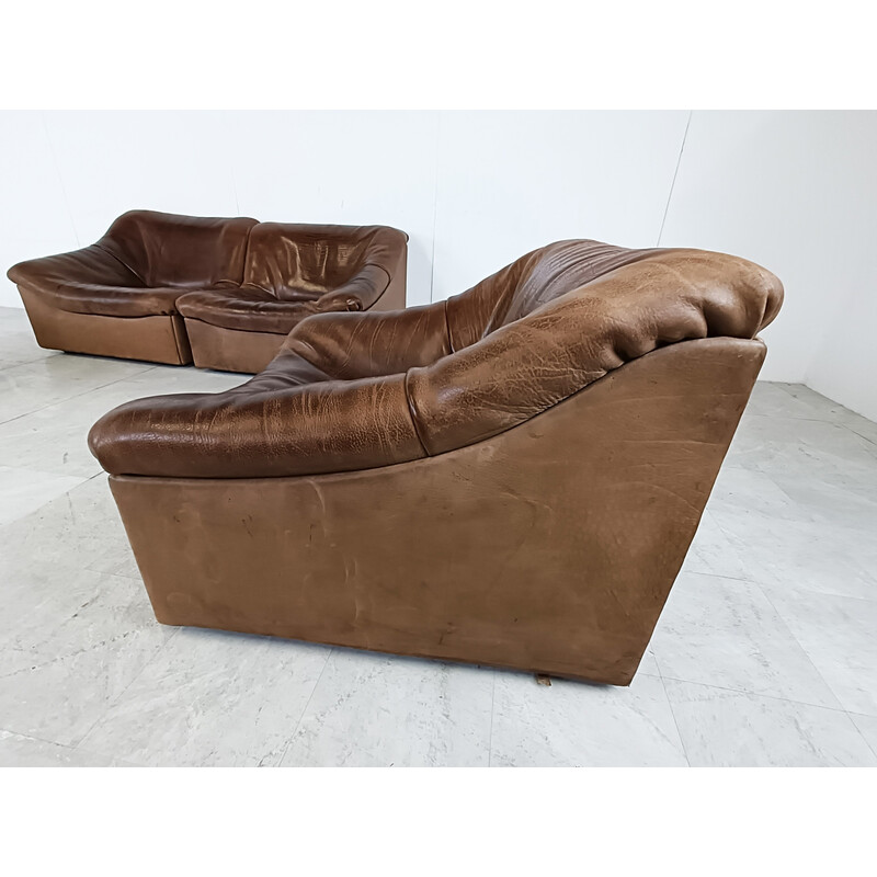 Vintage leather Ds46 living room set by De Sede, Switzerland 1970s