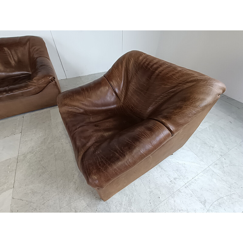 Vintage leather Ds46 living room set by De Sede, Switzerland 1970s