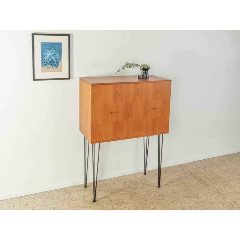 Vintage bar cabinet in teak veneer with two folding doors, 1960s