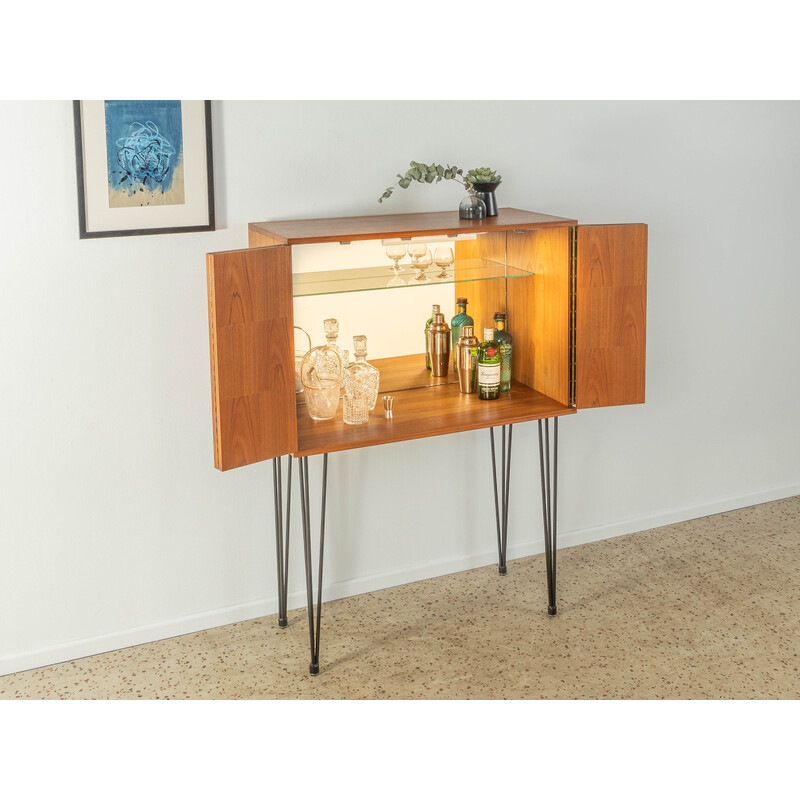 Vintage bar cabinet in teak veneer with two folding doors, 1960s