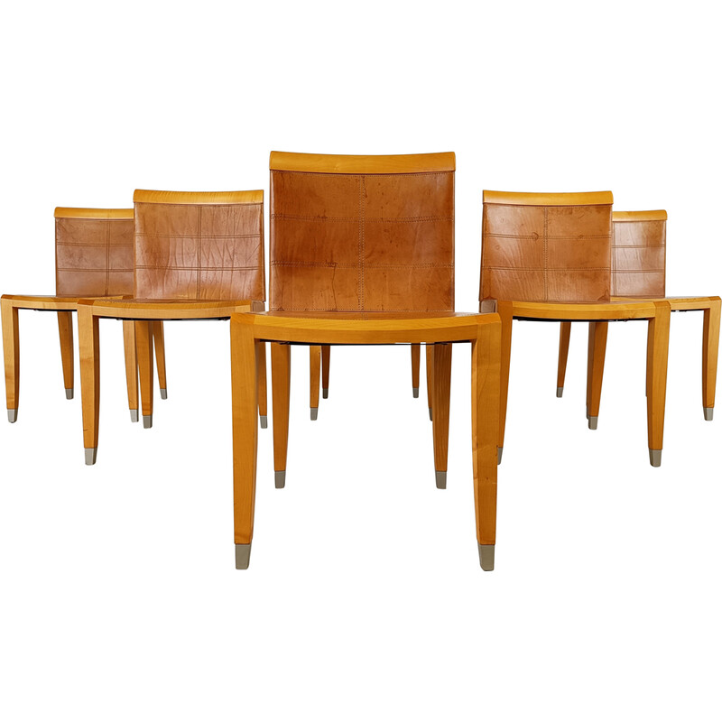 Set of 6 vintage Aro dining chairs by Chi Wing Lo Chairs for Giorgetti, Italy 1990s