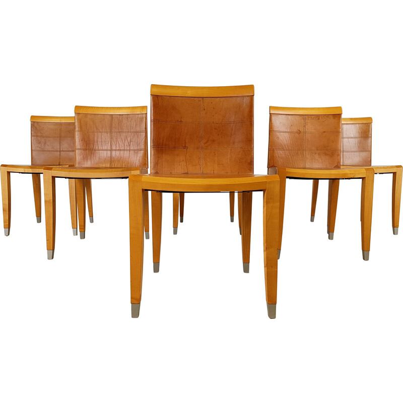 Set van 6 vintage Aro eetkamerstoelen van Chi Wing Lo Chairs voor Giorgetti, Italië 1990