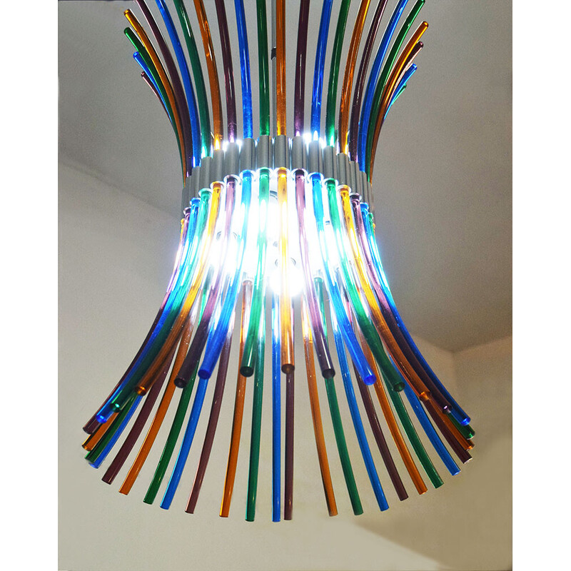 Vintage Tamiri Artemide chandelier by Roberto Pamio, 1970s