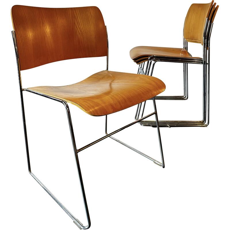Set of 4 mid-century 40/4 chairs by David Rowland for Howe, 1960s