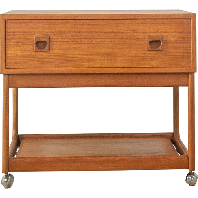 Vintage solid teak serving trolley by Brouer møbelfabrik, Denmark 1960