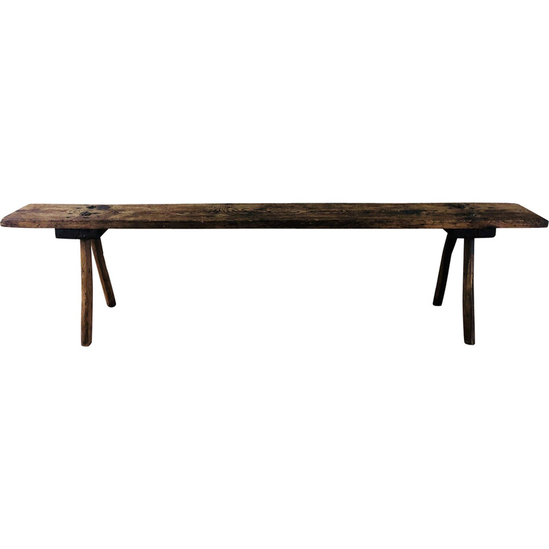 Banc de ferme vintage en bois, 1940-1950