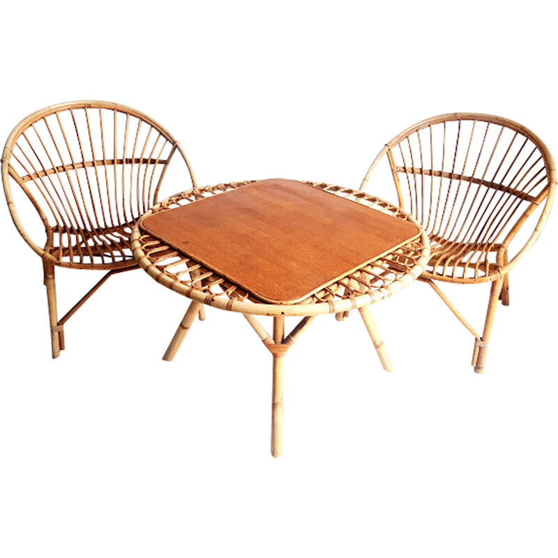 Mobili da giardino in rattan vintage, 1960