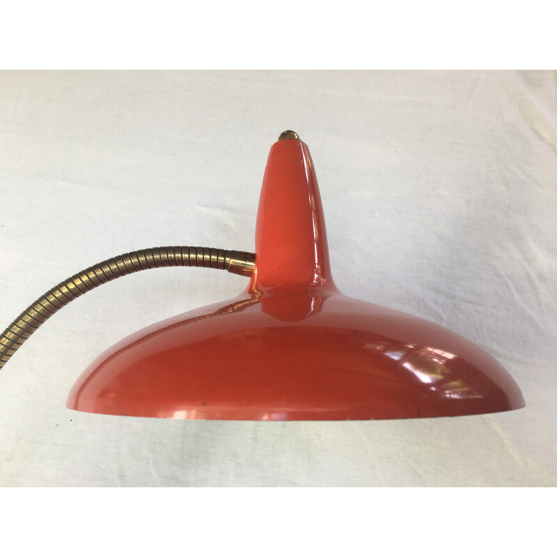 Lampe de table Aluminor rouge orangé - 1950