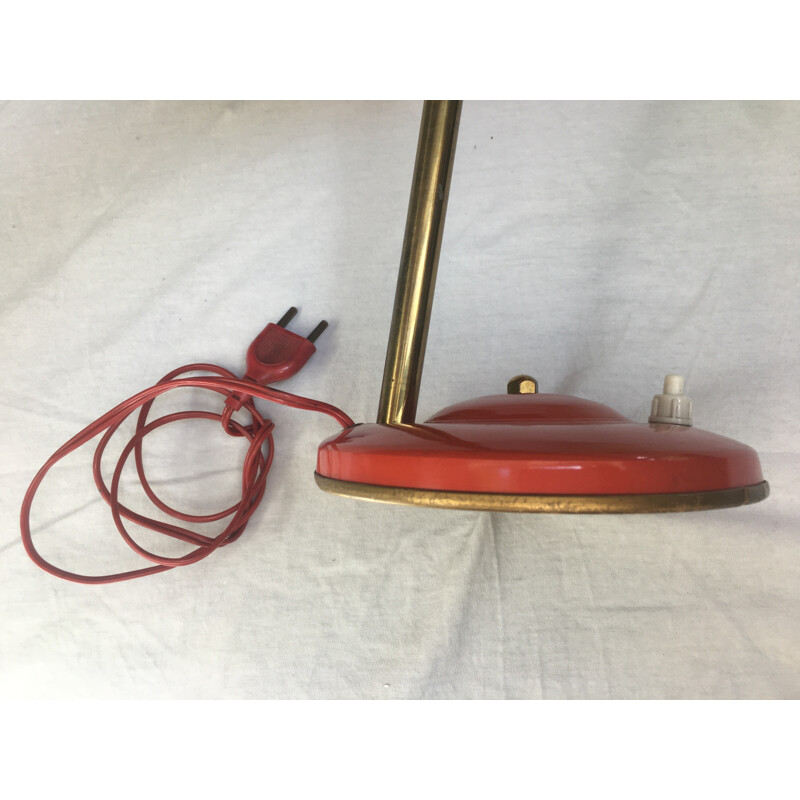 Lampe de table Aluminor rouge orangé - 1950