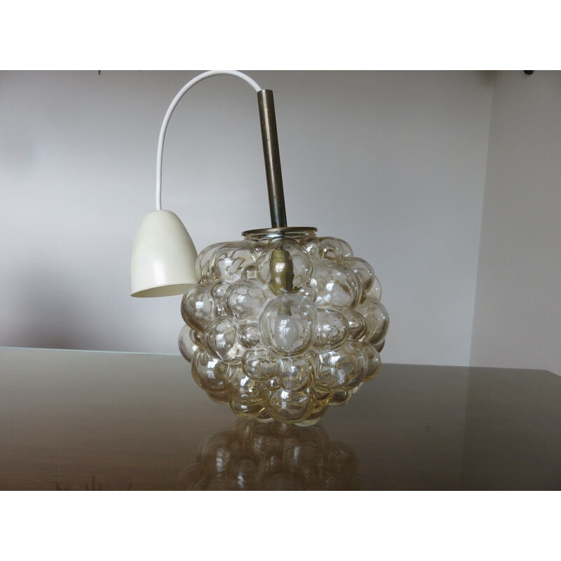 Vintage bubble glass pendant lamp by Helena Tynell, Finland 1960s