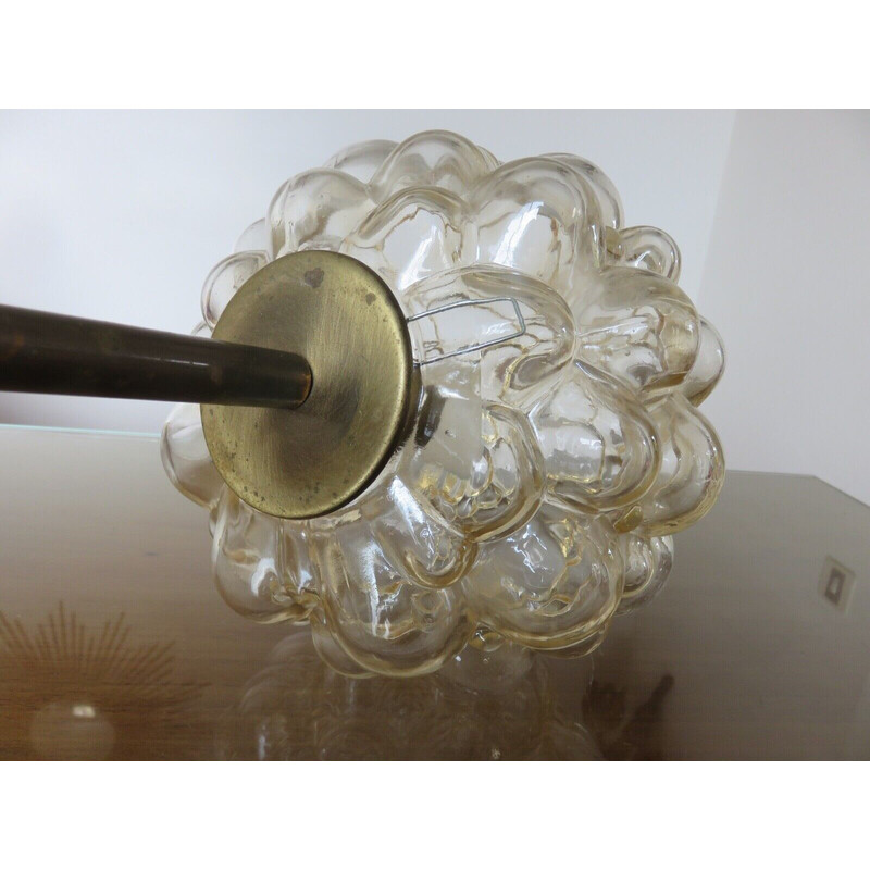 Vintage bubble glass pendant lamp by Helena Tynell, Finland 1960s