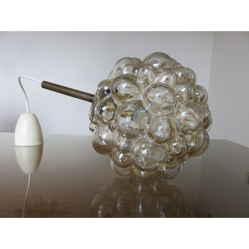 Vintage bubble glass pendant lamp by Helena Tynell, Finland 1960s