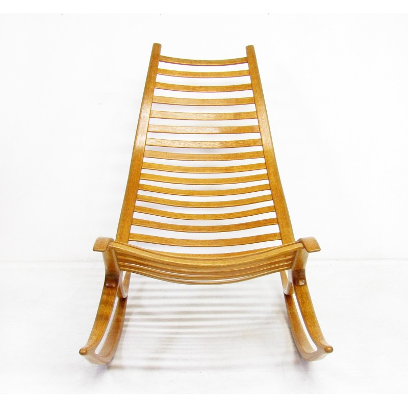 Vintage sculptural Wishbone rocking chair in oakwood by Robin Williams, 1960s