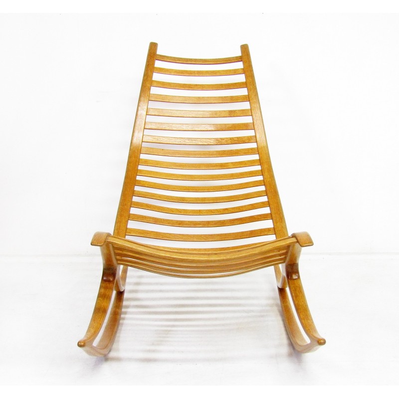 Vintage sculpturale Wishbone schommelstoel in eikenhout van Robin Williams, jaren 1960