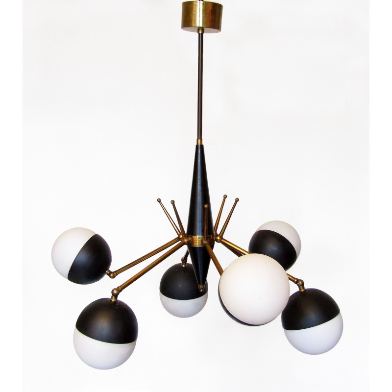 Vintage Italian articulated globe chandelier, 1950s