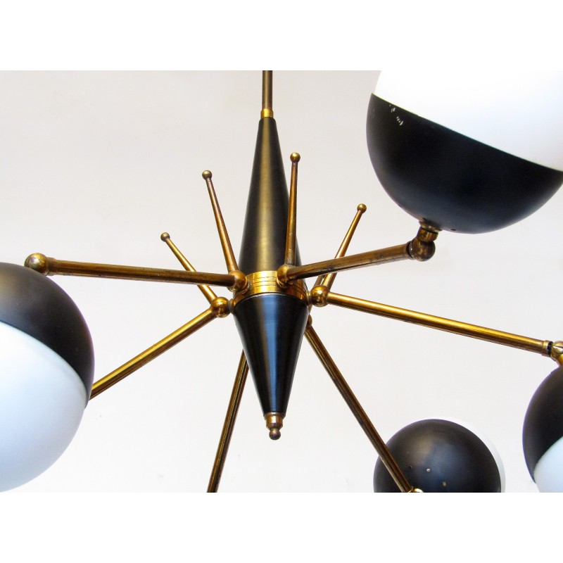 Vintage Italian articulated globe chandelier, 1950s