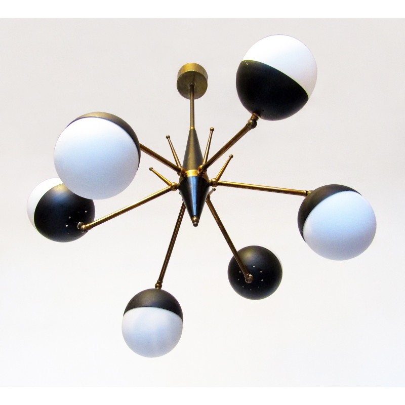 Vintage Italian articulated globe chandelier, 1950s