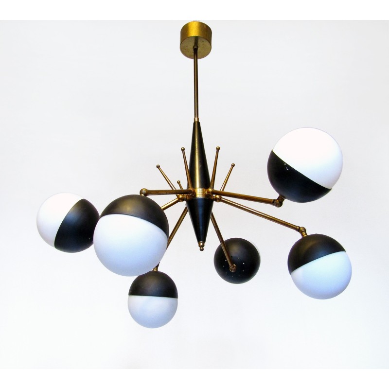 Vintage Italian articulated globe chandelier, 1950s