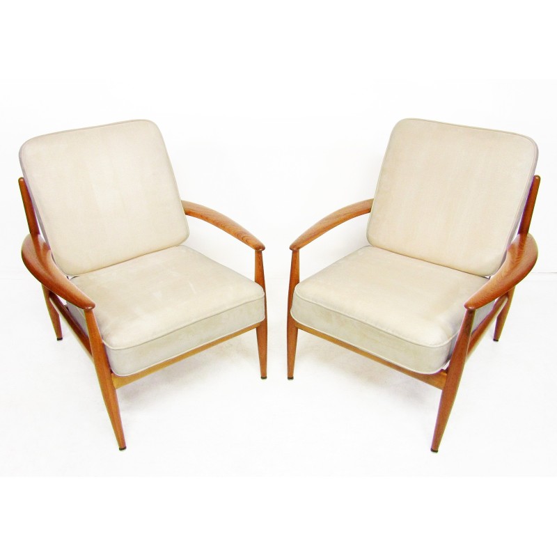 Pair of vintage Danish armchairs by Grete Jalk for France and Daverkosen, 1950s