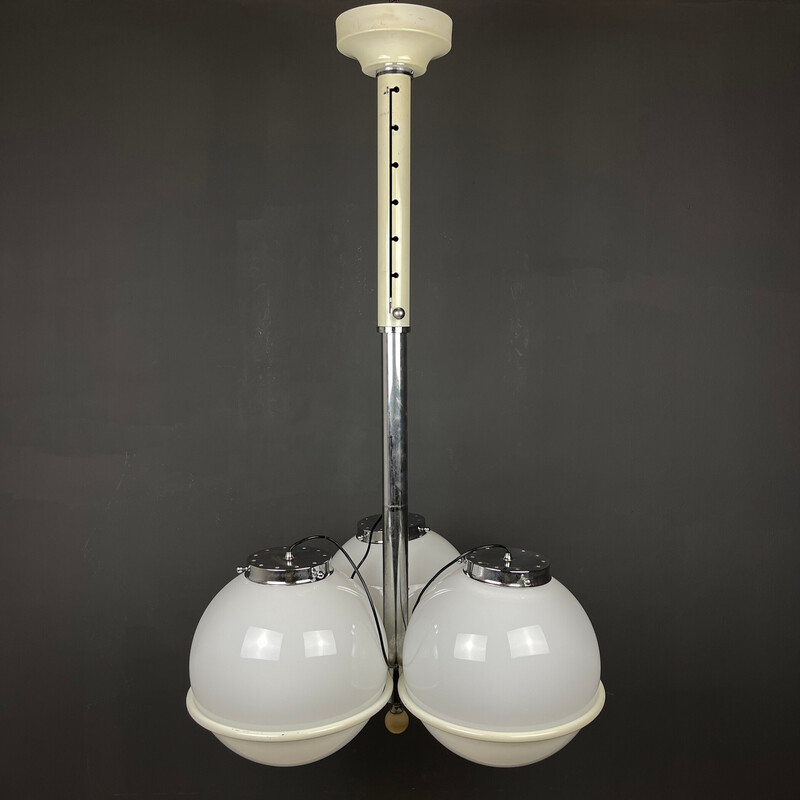 Vintage Murano glass globe pendant lamp by Gino Sarfatti, Italy 1960s