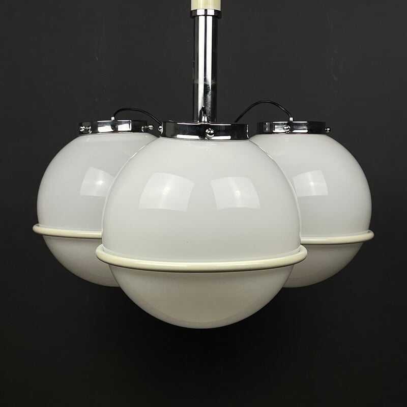 Vintage Murano glass globe pendant lamp by Gino Sarfatti, Italy 1960s