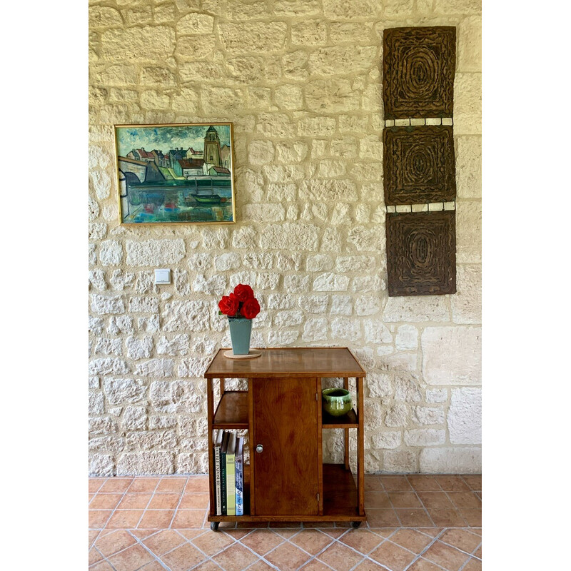 Vintage art deco bar cabinet on wheels, 1940-1950