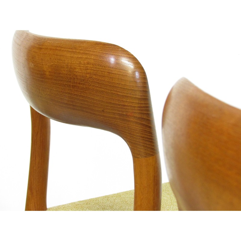 Set of 6 vintage teak chairs model 75 by Niels Moller for Jl Moller, 1950