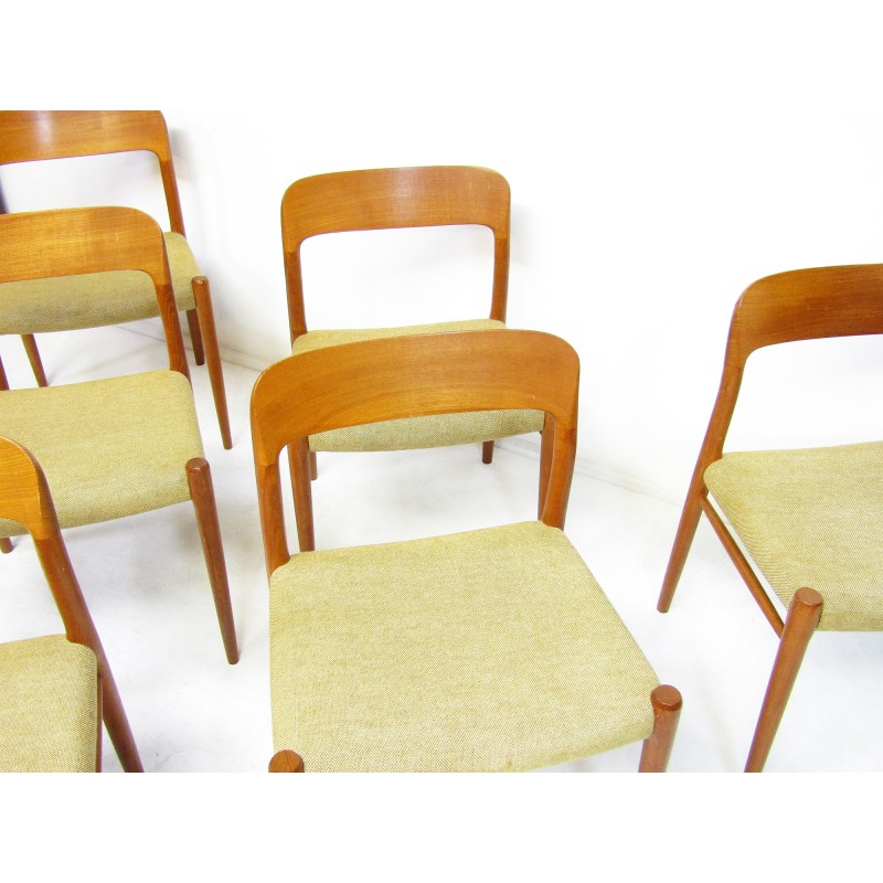 Set of 6 vintage teak chairs model 75 by Niels Moller for Jl Moller, 1950