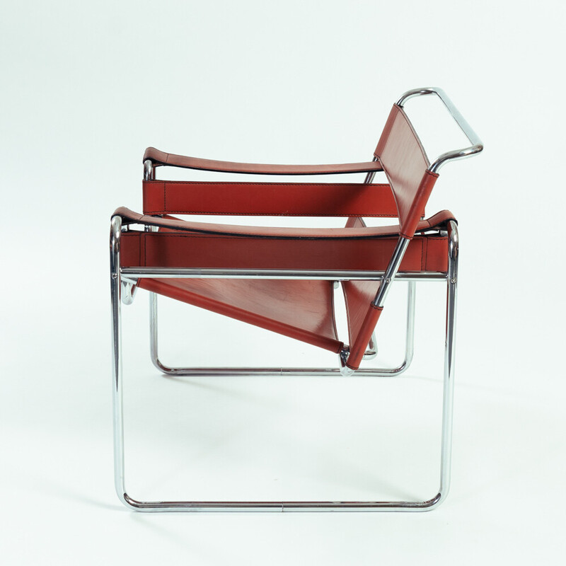 Vintage Wassily B3 fauteuil van Marcel Breuer voor Gavina