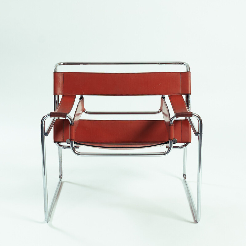 Poltrona vintage Wassily B3 di Marcel Breuer per Gavina