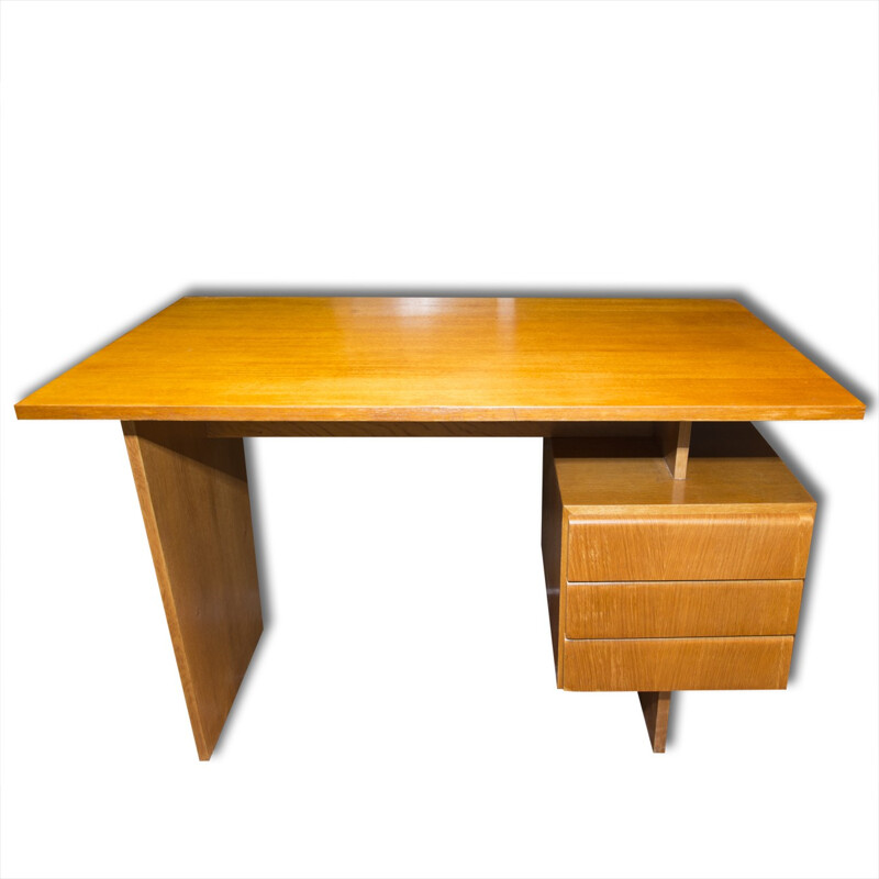 Czech Modernist writing desk in ash wood - 1970s