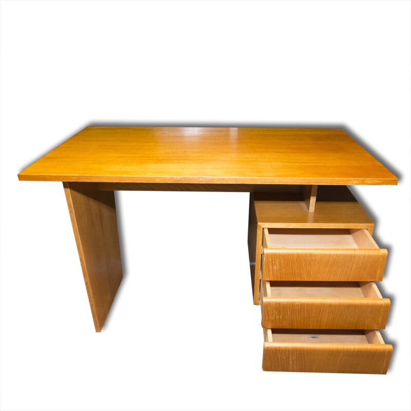 Czech Modernist writing desk in ash wood - 1970s