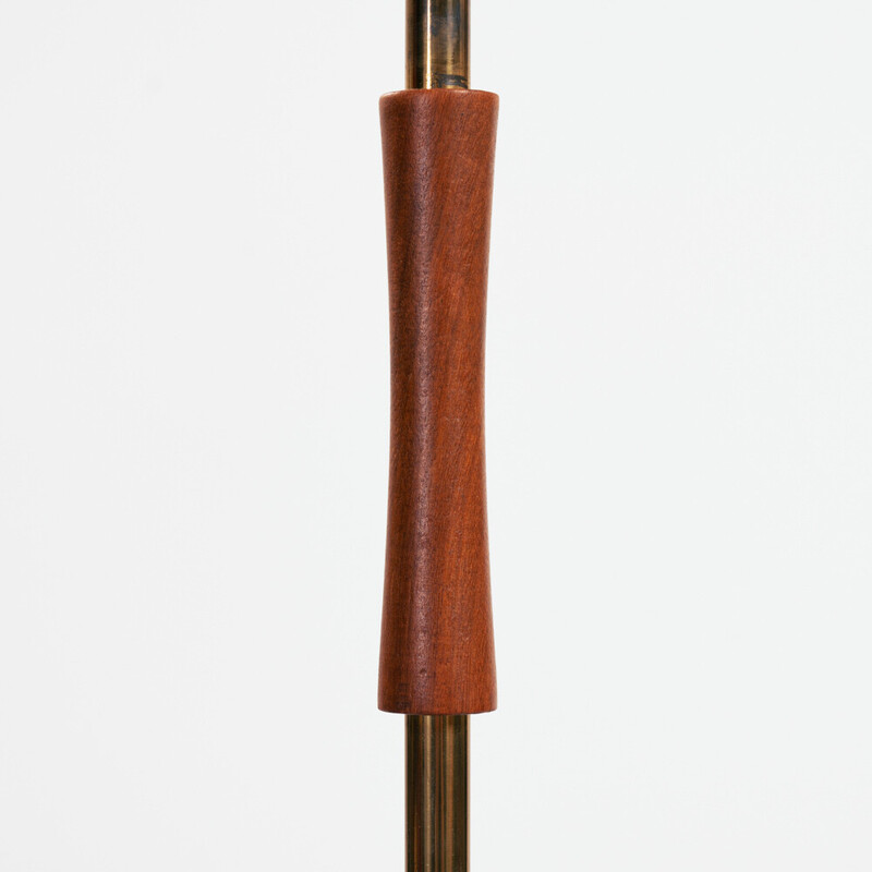 Vintage floor lamp in brass and wood by Carl Fagerlund for Orrefors, Sweden 1960s